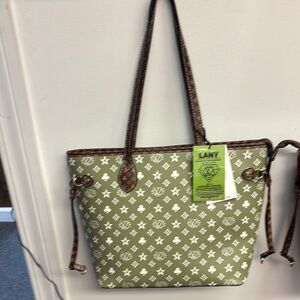 LANY Green Monogram Tote Bag